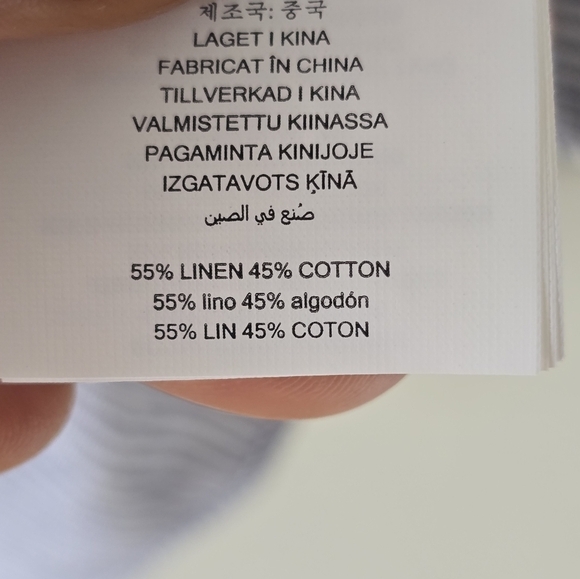 $110 Michael Kors Linen Blend Blouse Sz M White Blue Women Striped 3/4 Sleeves - Picture 8 of 13